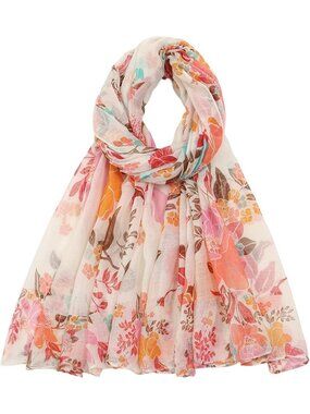 Women's Pink-Multi Cover Hijab Cotton Voile Wrap for Spring Fall Scarf Shawl